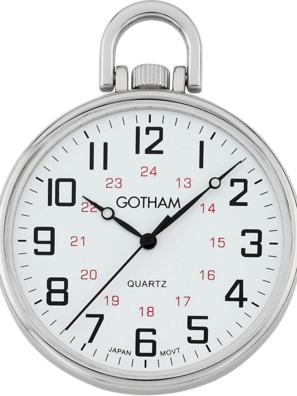 Men's Silver-Tone Ultra Thin Railroad Open Face Quartz Pocket Watch - Classic